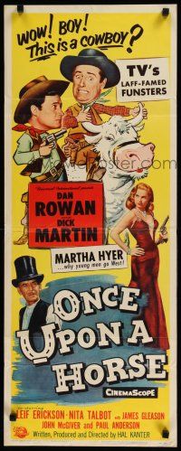 1j650 ONCE UPON A HORSE insert '58 images of Rowan & Martin, plus sexy Martha Hyer w/gun!