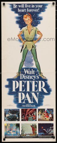 1j658 PETER PAN insert '53 Walt Disney animated cartoon fantasy classic, great full-length art!