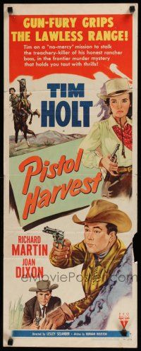 1j659 PISTOL HARVEST insert '51 Tim Holt, Richard Martin & pretty Joan Dixon in western action!