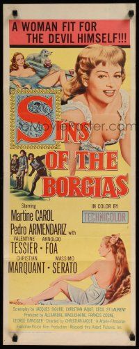 1j713 SINS OF THE BORGIAS insert '55 Christian-Jaque's Lucrece Borgia, sexy Martine Carol!
