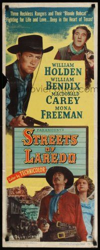1j753 STREETS OF LAREDO insert '49 William Holden, William Bendix, Macdonald Carey, Mona Freeman