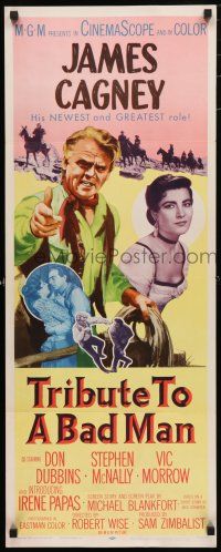 1j802 TRIBUTE TO A BAD MAN insert '56 great art of cowboy James Cagney, pretty Irene Papas!