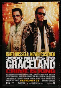 1k018 3000 MILES TO GRACELAND advance DS 1sh '01 Kurt Russell & Costner as Elvis impersonators!