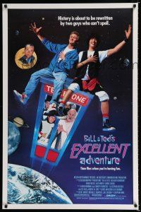 1k090 BILL & TED'S EXCELLENT ADVENTURE 1sh '89 Keanu Reeves, Socrates, Napoleon & Lincoln in booth