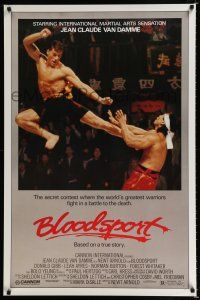 1k095 BLOODSPORT 1sh '88 cool image of Jean Claude Van Damme kicking Bolo Yeung, martial arts!