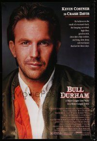 1k117 BULL DURHAM style B 1sh '88 great different image of baseball player Kevin Costner!