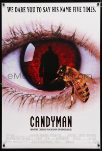 1k121 CANDYMAN 1sh '92 Clive Barker, creepy close-up image of bee in eyeball!