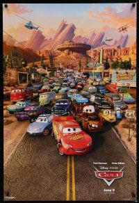 1k127 CARS advance DS 1sh '06 Walt Disney animated automobile racing, cool image of cast!