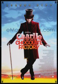 1k132 CHARLIE & THE CHOCOLATE FACTORY July 2005 advance DS 1sh '05 Johnny Depp as Willy Wonka!