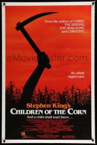 1k135 CHILDREN OF THE CORN 1sh '83 Stephen King horror, an adult nightmare, cool sickle image!