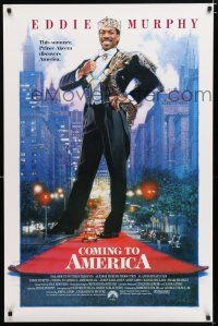 1k152 COMING TO AMERICA int'l 1sh '88 great artwork of African Prince Eddie Murphy by Drew Struzan!