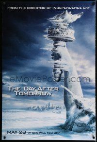 1k178 DAY AFTER TOMORROW style AS teaser DS 1sh '04 art of Statue of Liberty frozen in tidal wave!