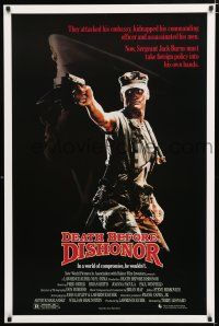 1k184 DEATH BEFORE DISHONOR 1sh '86 cool image of soldier Fred Dryer in camo pointing gun!