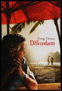 1k187 DESCENDANTS advance DS 1sh '11 cool image of George Clooney on beach!