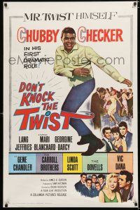 1k215 DON'T KNOCK THE TWIST 1sh '62 full-length image of dancing Chubby Checker, rock & roll!