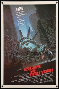 1k241 ESCAPE FROM NEW YORK 1sh '81 John Carpenter, art of decapitated Lady Liberty by Jackson!