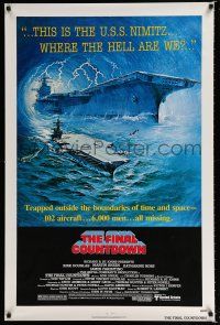 1k253 FINAL COUNTDOWN 1sh '80 cool sci-fi artwork of the U.S.S. Nimitz aircraft carrier!