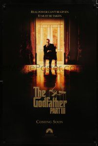 1k289 GODFATHER PART III teaser 1sh '90 best image of Al Pacino, Francis Ford Coppola!