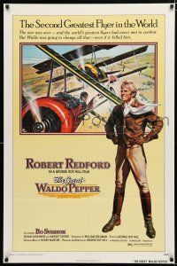 1k305 GREAT WALDO PEPPER 1sh '75 George Roy Hill, Robert Redford, cool early aviation art!
