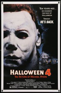1k315 HALLOWEEN 4 1sh '88 Ten years ago he changed Halloween. tonight Michael Myers is back!