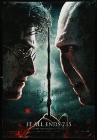 1k327 HARRY POTTER & THE DEATHLY HALLOWS PART 2 teaser DS 1sh '11 Radcliffe vs Ralph Fiennes!
