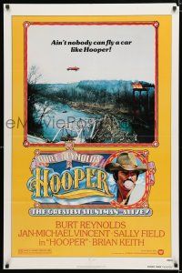 1k355 HOOPER teaser 1sh '78 great portrait of stunt man Burt Reynolds car jumping ravine!