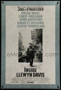 1k383 INSIDE LLEWYN DAVIS advance DS 1sh '13 Coens, Oscar Isaac in the title role w/cat & guitar!