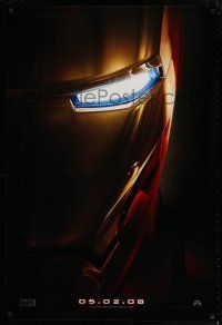 1k388 IRON MAN teaser DS 1sh '08 Robert Downey Jr. is Iron Man, cool close-up of mask!