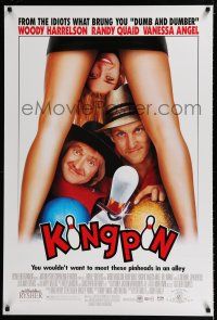 1k412 KINGPIN DS 1sh '96 wacky Woody Harrelson, Vanessa Angel & Randy Quaid, bowling!