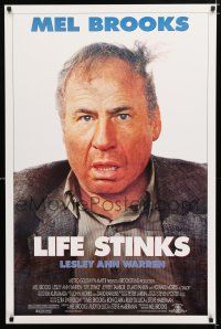 1k431 LIFE STINKS 1sh '91 great wacky portrait image of dirty Mel Brooks!