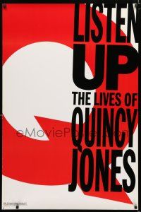 1k436 LISTEN UP: THE LIVES OF QUINCY JONES teaser 1sh '90 documentary of the jazz legend!