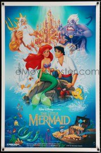 1k438 LITTLE MERMAID DS 1sh '89 Disney underwater cartoon, cool art of Ariel & cast by Bill Morrison