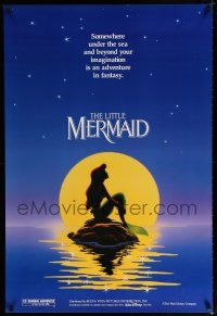 1k439 LITTLE MERMAID teaser DS 1sh '89 Disney, great cartoon image of Ariel in moonlight!