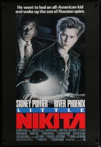1k443 LITTLE NIKITA 1sh '88 art of Sidney Poitier & River Phoenix, Cold War thriller!