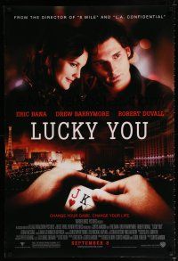 1k455 LUCKY YOU advance DS 1sh '07 Eric Bana, Drew Barrymore, Duvall, image of playing cards!