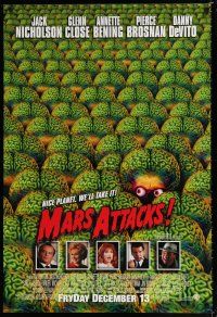 1k465 MARS ATTACKS! advance DS 1sh '96 directed by Tim Burton, great image of many alien brains!