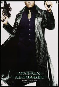 1k472 MATRIX RELOADED teaser DS 1sh '03 cool image of Laurence Fishburne as Morpheus!