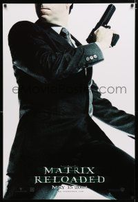 1k471 MATRIX RELOADED teaser DS 1sh '03 cool image of Hugo Weaving as Agent Smith!