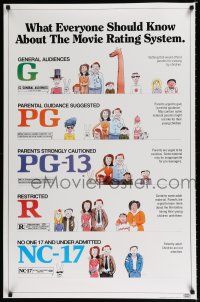 1k500 MOVIE RATING SYSTEM 1sh '90 helpful MPAA guide, cool artwork by Clarke!