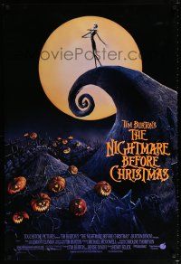 1k527 NIGHTMARE BEFORE CHRISTMAS DS 1sh '93 Tim Burton, Disney, great Halloween horror image!