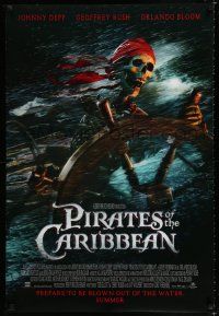 1k565 PIRATES OF THE CARIBBEAN advance DS 1sh '03 Curse of the Black Pearl, skeleton at the wheel!