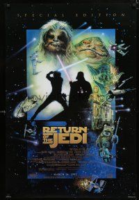 1k616 RETURN OF THE JEDI style E advance DS 1sh R97 Drew art from George Lucas sci-fi classic!