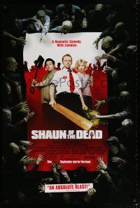 1k668 SHAUN OF THE DEAD advance DS 1sh '04 Simon Pegg, Kate Ashfield, Nick Frost & zombies!