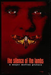 1k681 SILENCE OF THE LAMBS style B teaser DS 1sh '90 creepy Anthony Hopkins with moth over mouth!