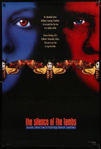 1k682 SILENCE OF THE LAMBS style C teaser 1sh '90 Foster & Hopkins both w/ moths over mouths!