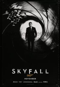 1k689 SKYFALL November teaser DS 1sh '12 image of Daniel Craig as Bond in gun barrel, newest 007!