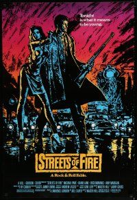 1k733 STREETS OF FIRE 1sh '84 Walter Hill directed, Michael Pare, Diane Lane cool art!
