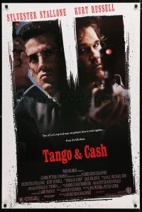 1k746 TANGO & CASH 1sh '89 close-ups of Kurt Russell & Sylvester Stallone w/guns!