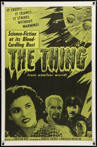 1k759 THING 1sh R57 Howard Hawks classic horror, it strikes without warning!