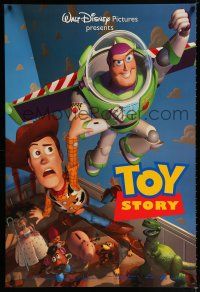 1k780 TOY STORY DS 1sh '95 Disney & Pixar cartoon, great image of Buzz & Woody flying!